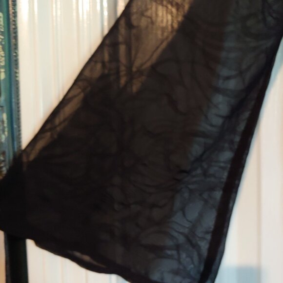 Mona B Smoky Black Sheer Witchy Whimsygoth Grunge Rocker Metal Top Lace L - Picture 9 of 16